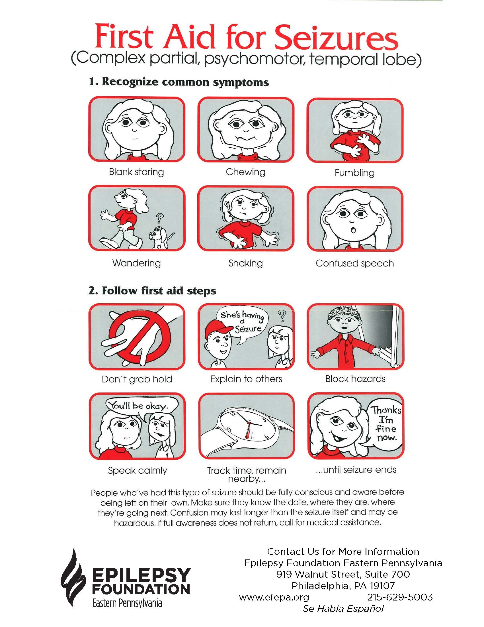 Seizure First Aid EFEPA Epilepsy Foundation Eastern Pennsylvania